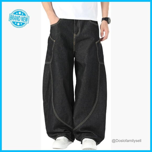 Denim - Vintage Light Wash Barrel Jeans Loose Fit Y2K Streetwear Hip Hop Denim